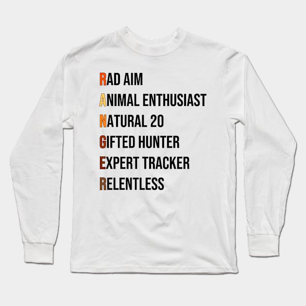 Ranger Hunter Class RPG Pnp Roleplaying Dungeon Meme Gift Long Sleeve T-Shirt by TellingTales